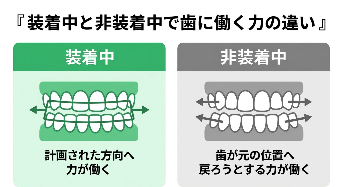 ゴムかけをサボるとどうなる？｜後戻りと治療期間延長の仕組み