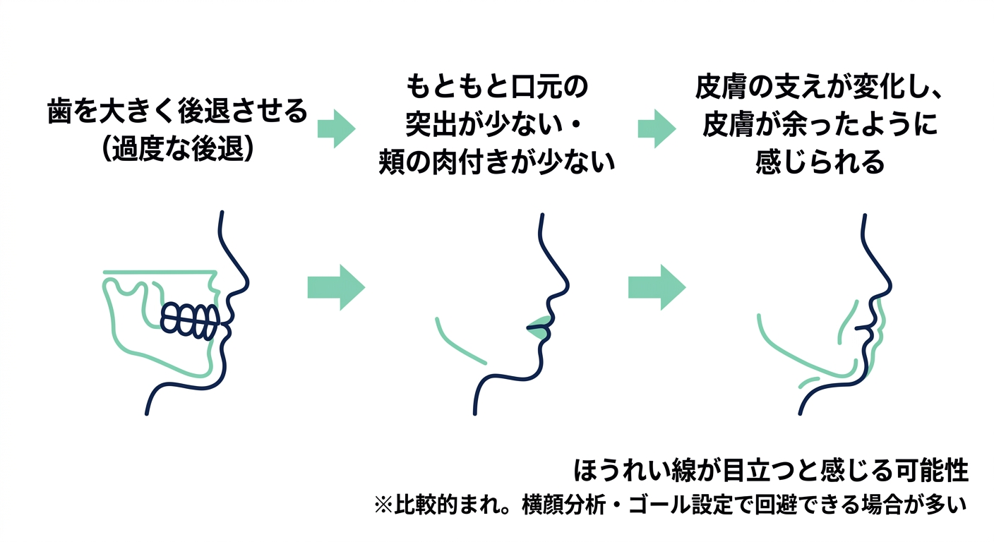 抜歯で口元を後退させすぎて皮膚が余る場合