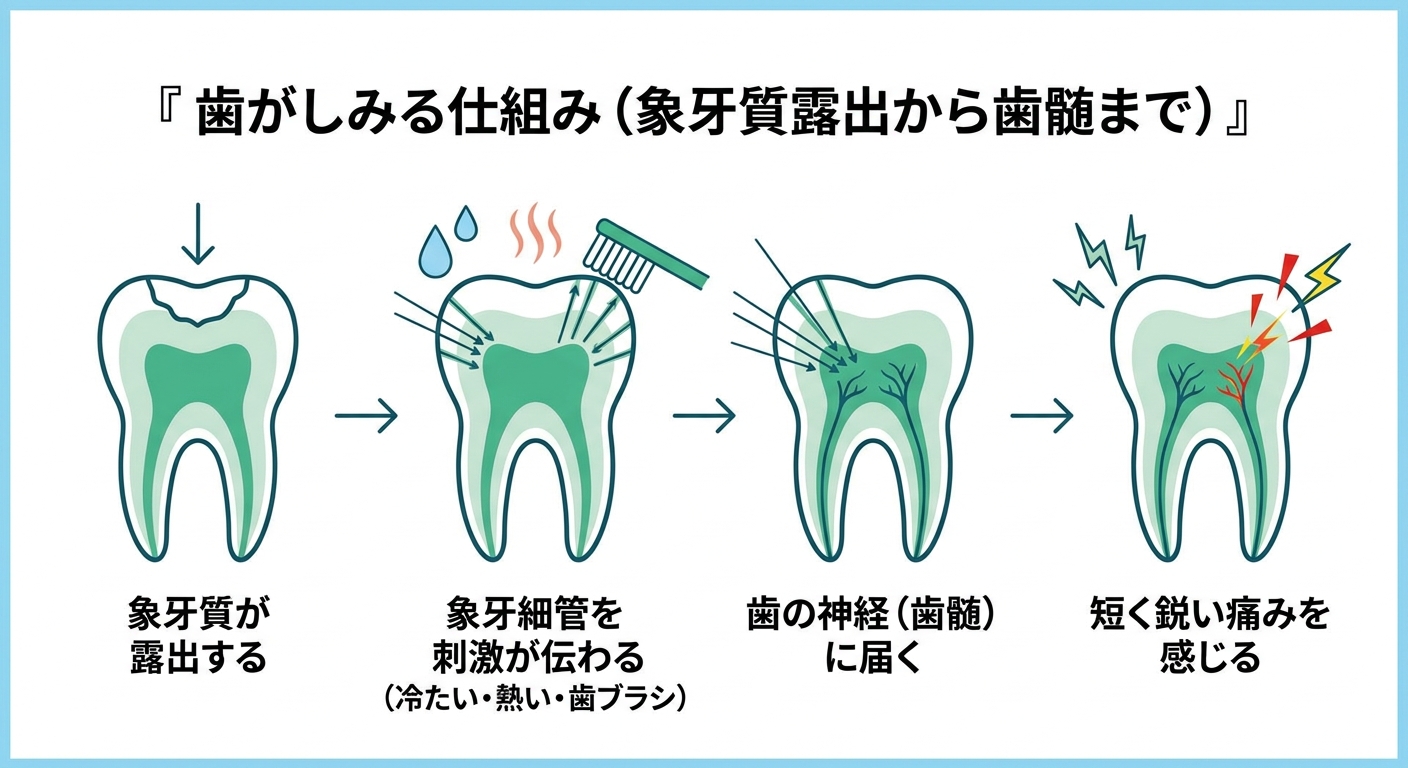 知覚過敏が起こる基本のメカニズム(象牙質と象牙細管)