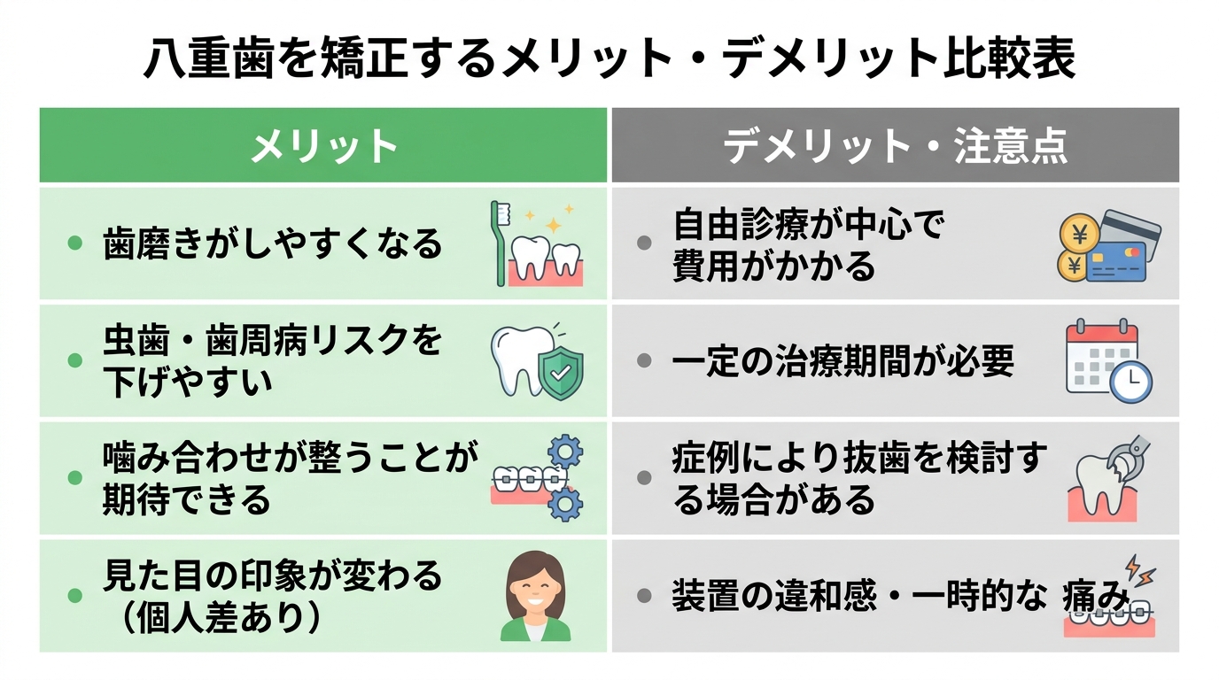 矯正のデメリット・注意点(費用・期間・抜歯の可能性)
