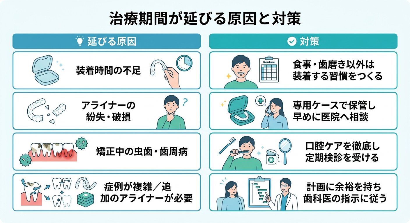 インビザラインの治療期間が延びる主な原因