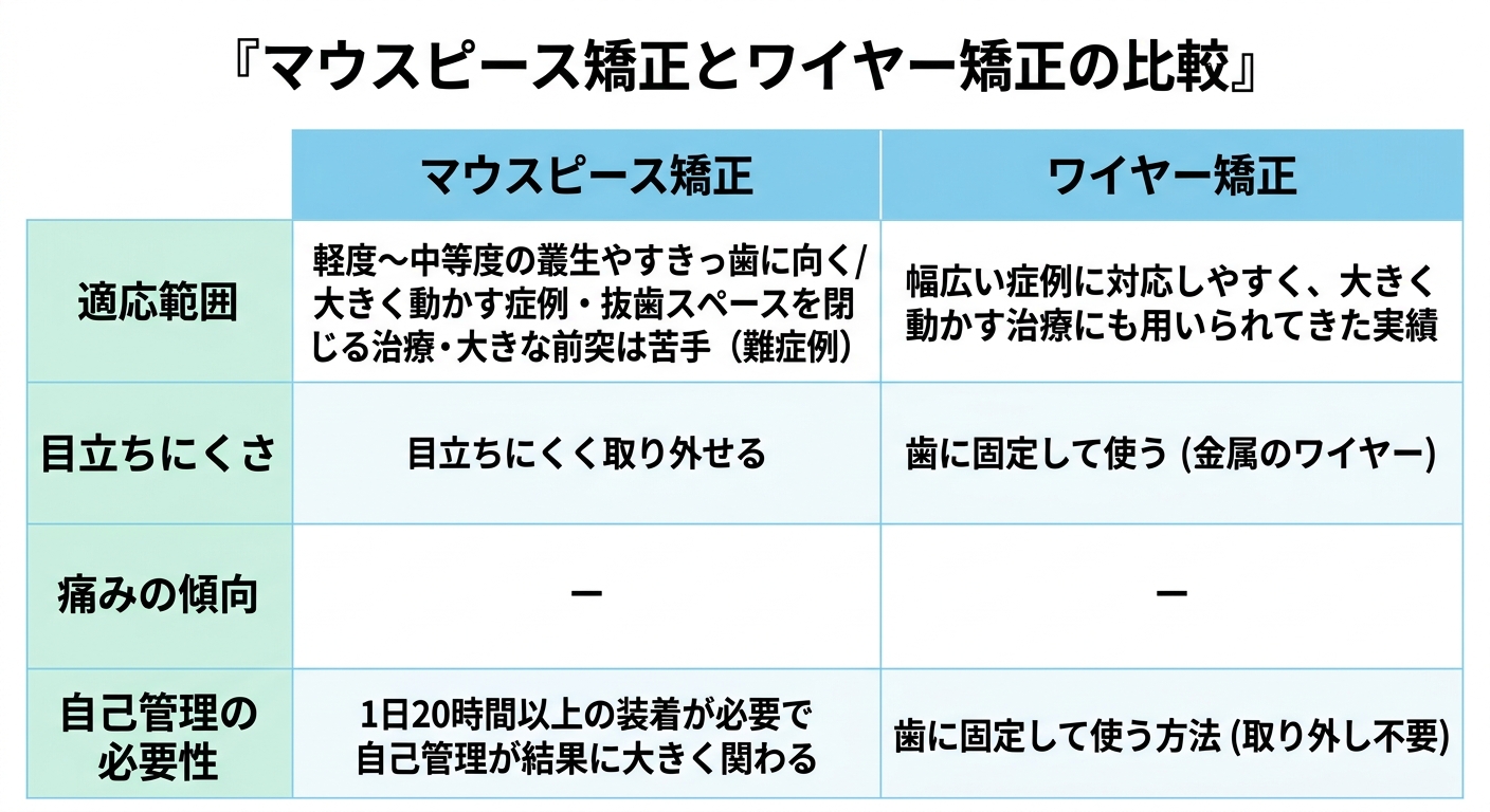 マウスピース矯正とワイヤー矯正の違い